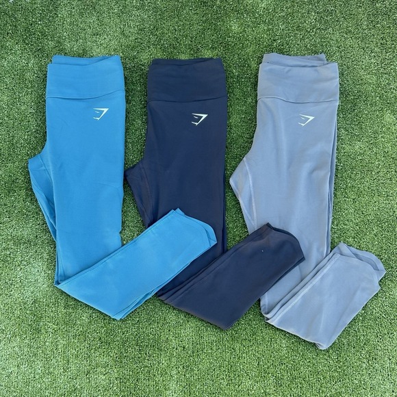 Gymshark Women Leggings Set of 3 XS Blue Black Gray High Stretch Yoga & Gym - Picture 3 of 5